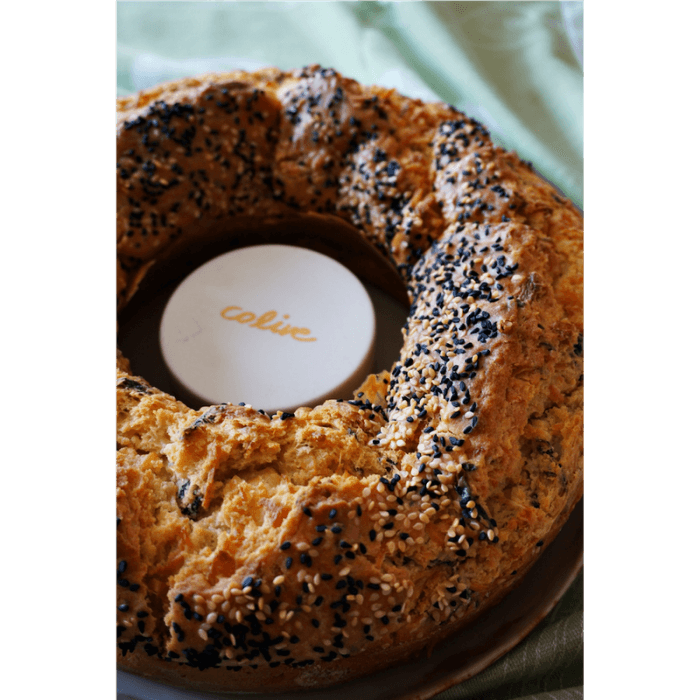 Olive Oil Bread with Halloumi Cheese and Hemp Seeds Colive